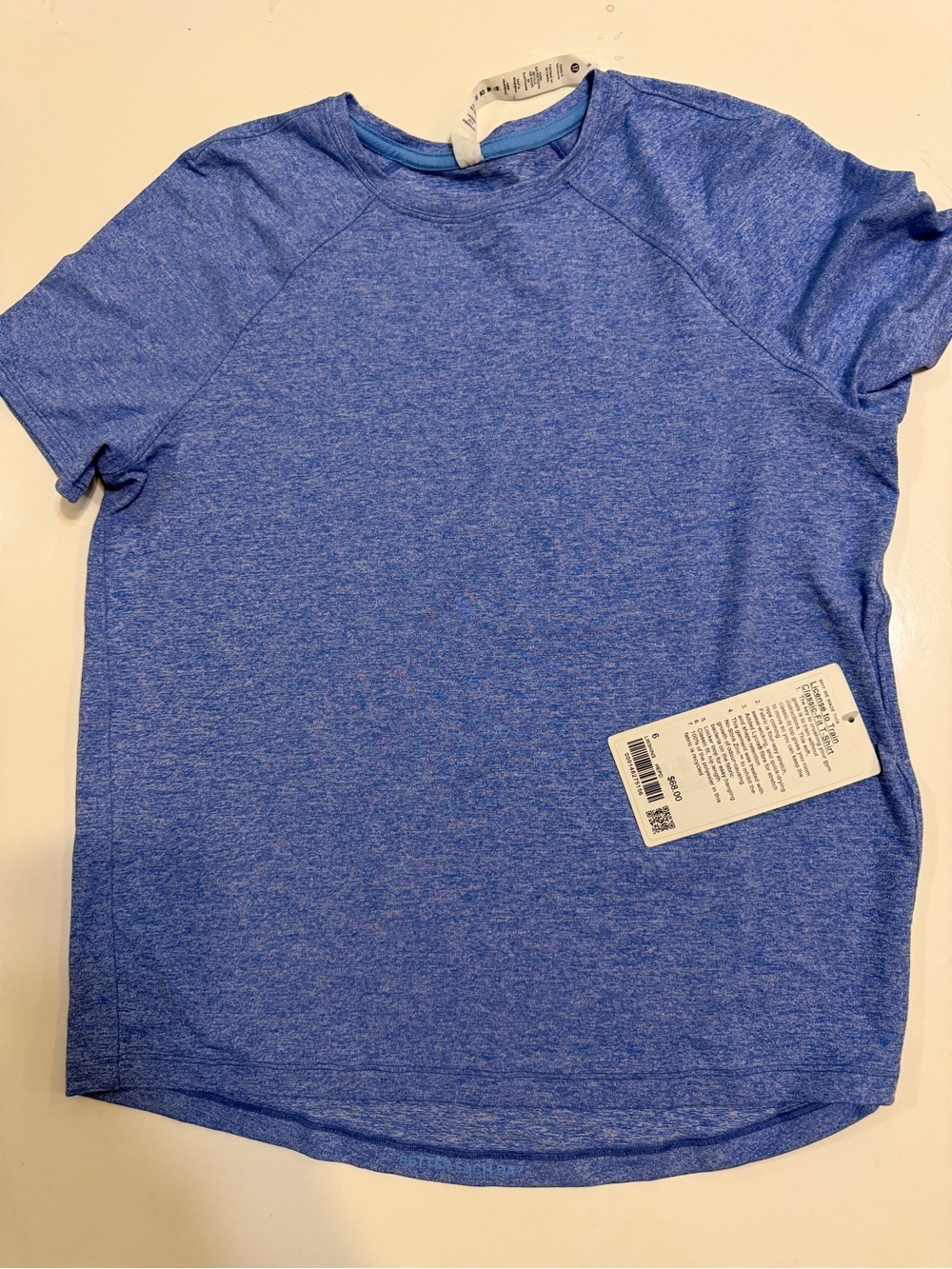 lululemon athletica license to train Heathered Blue Short Sleeve Athletic Top
